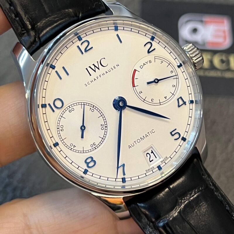 IWC PORTUGUESE IW500107 White Dial Blue Marker Blue Leather Strap 42mm Replica