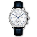 IWC PORTUGUESE IW371446 White Dial Blue Marker Black Leather Strap 40mm Replica