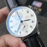 IWC PORTUGUESE IW371446 White Dial Blue Marker Black Leather Strap 40mm Replica