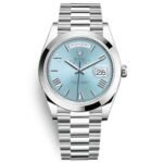 Rolex Day-Date m228206-0044 White gold Ice Blue Dial (Roman Numerals) Smooth Bezel President bracelet (40mm) Super Clone