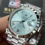 Rolex Day-Date m228206-0044 White gold Ice Blue Dial (Roman Numerals) Smooth Bezel President bracelet (40mm) Super Clone