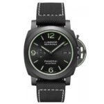 PAM01118 44mm Carbon Black Element Green Markers Nylon Strap