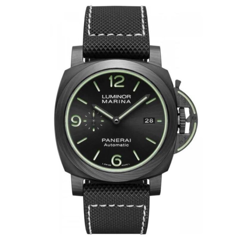 PAM01118 44mm Carbon Black Element Green Markers Nylon Strap