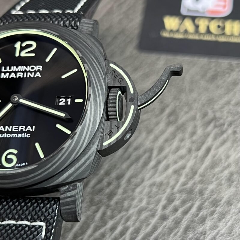 PAM01118 44mm Carbon Black Element Green Markers Nylon Strap