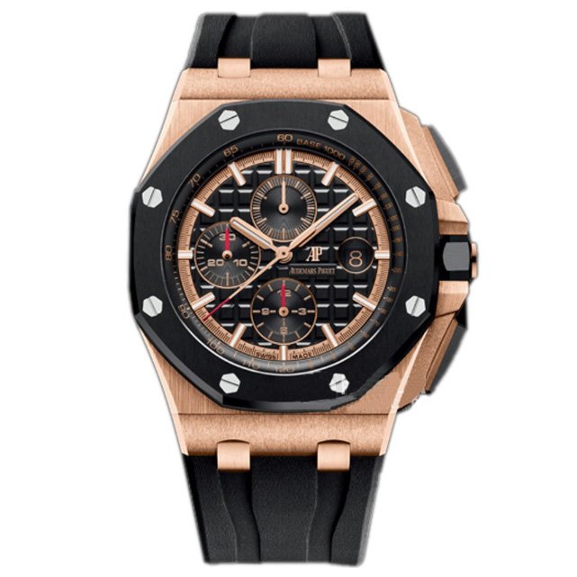 Royal Oak Offshore Chronograph Rose gold Ceramic Bezel on Black Rubber Strap 44mm Super Clone