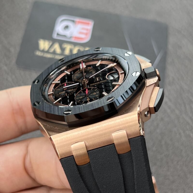 Royal Oak Offshore Chronograph Rose gold Ceramic Bezel on Black Rubber Strap 44mm Super Clone