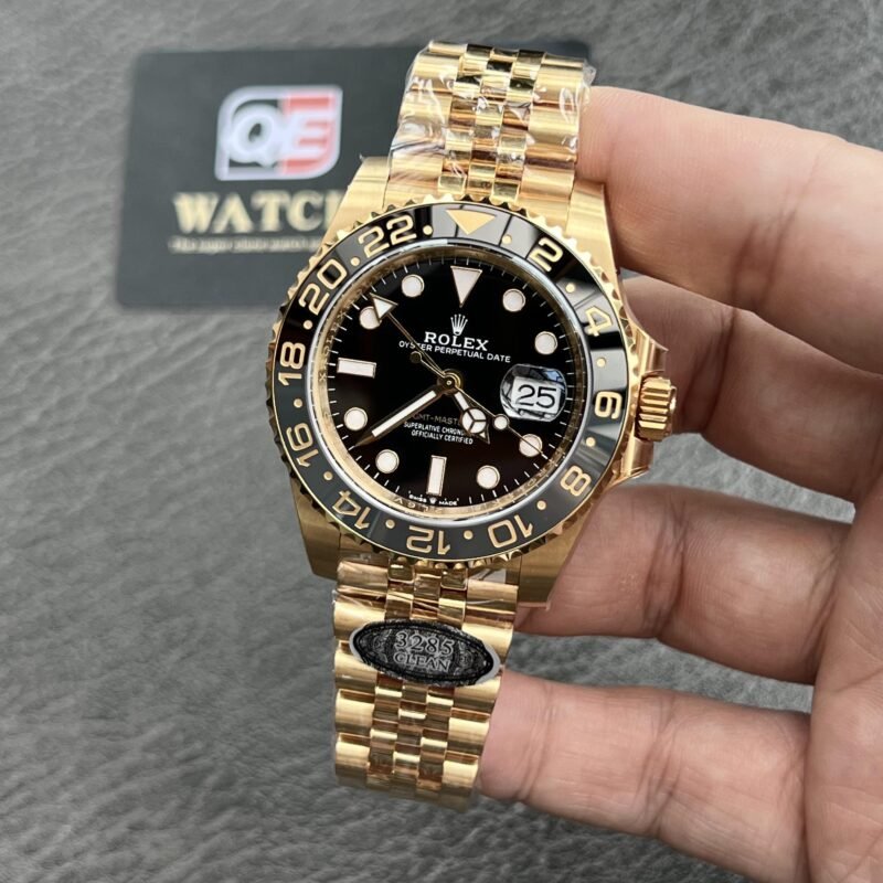 Rolex GMT Master II 126718grnr-0001 Full yellow gold with Black Dial on Jubilee (40mm) Super Clone