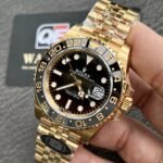 Rolex GMT Master II 126718grnr-0001 Full yellow gold with Black Dial on Jubilee (40mm) Super Clone