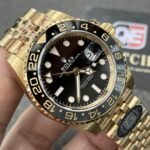 Rolex GMT Master II 126718grnr-0001 Full yellow gold with Black Dial on Jubilee (40mm) Super Clone