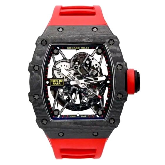 Richard Mille RM35-02 Black Carbon NTPT Automatic Skeleton dial Red Rubber Strap Super Clone