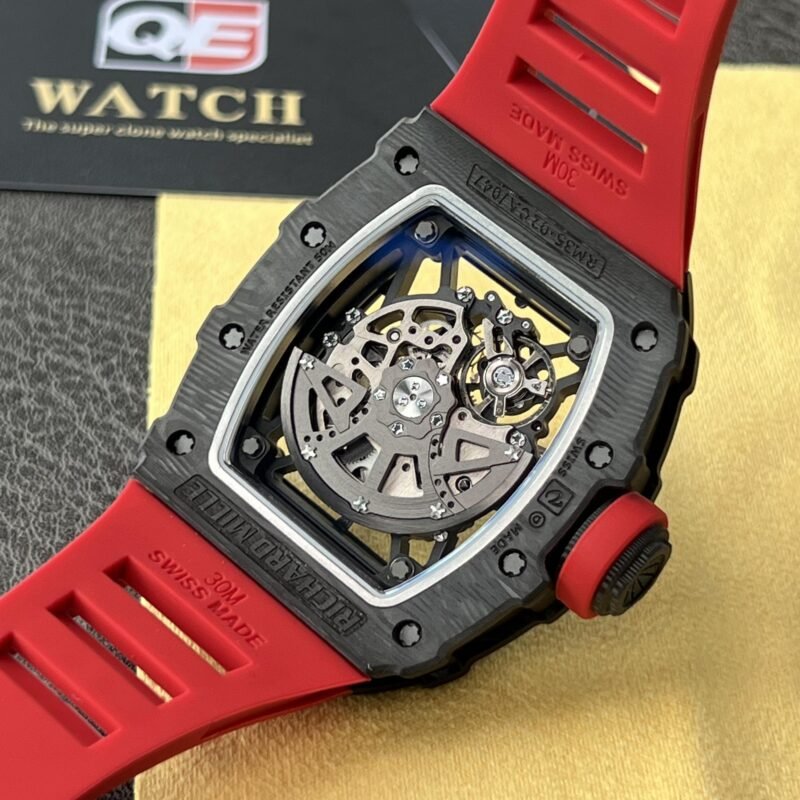 Richard Mille RM35-02 Black Carbon NTPT Automatic Skeleton dial Red Rubber Strap Super Clone