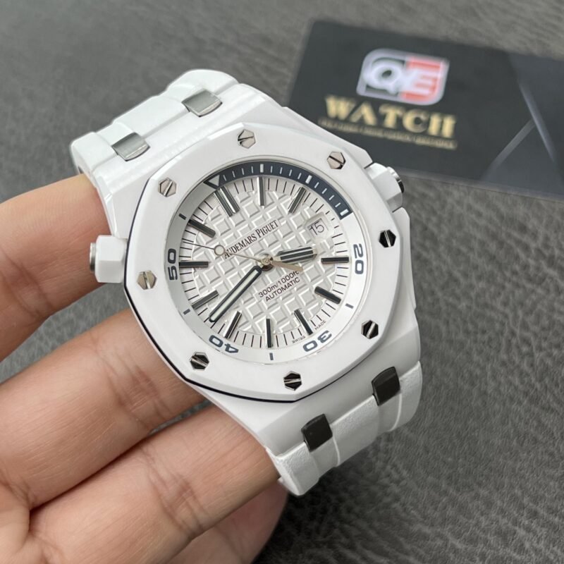 Royal Oak Offshore Diver 15707 White Ceramic on White Rubber Strap 42mm Super Clone