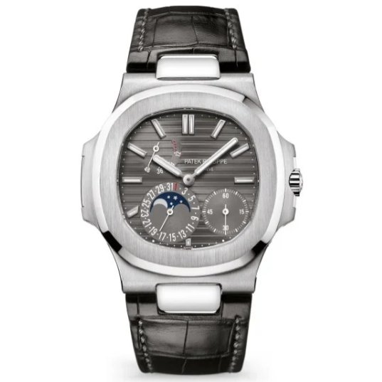 Patek Nautilus 5712G-001 Moonphase Power reserve with Gray Dial Leather strap(40mm) Super Clone