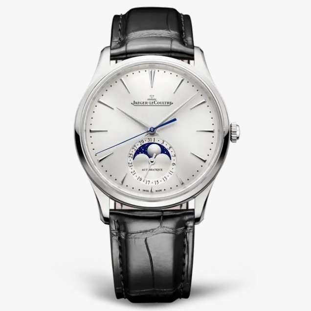 Jaeger-LeCoultre Master Ultra Thin Moon 1368430 White Dial on Black Leather Strap Super Clone