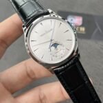 Jaeger-LeCoultre Master Ultra Thin Moon 1368430 White Dial on Black Leather Strap Super Clone