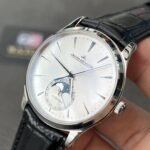 Jaeger-LeCoultre Master Ultra Thin Moon 1368430 White Dial on Black Leather Strap Super Clone