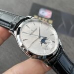 Jaeger-LeCoultre Master Ultra Thin Moon 1368430 White Dial on Black Leather Strap Super Clone