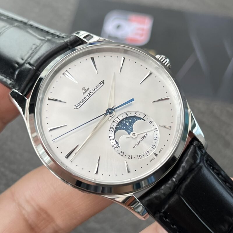 Jaeger-LeCoultre Master Ultra Thin Moon 1368430 White Dial on Black Leather Strap Super Clone