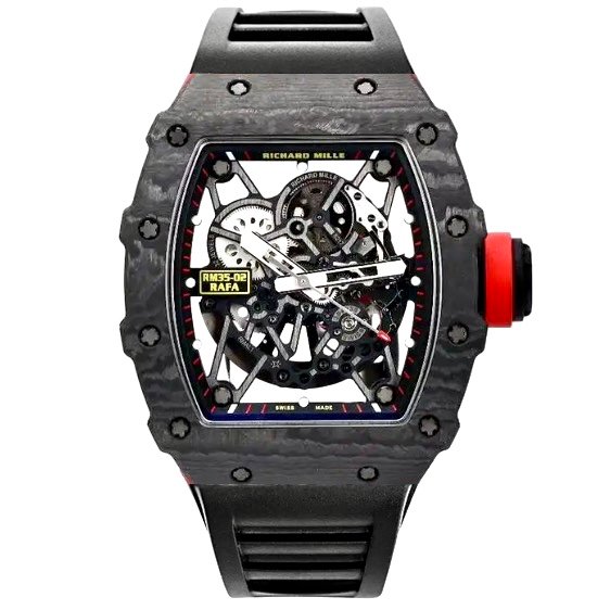 Richard Mille RM35-02 Black Carbon NTPT Automatic Skeleton dial  Black Rubber Strap Super Clone