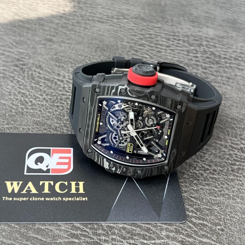 Richard Mille RM35-02 Black Carbon NTPT Automatic Skeleton dial  Black Rubber Strap Super Clone