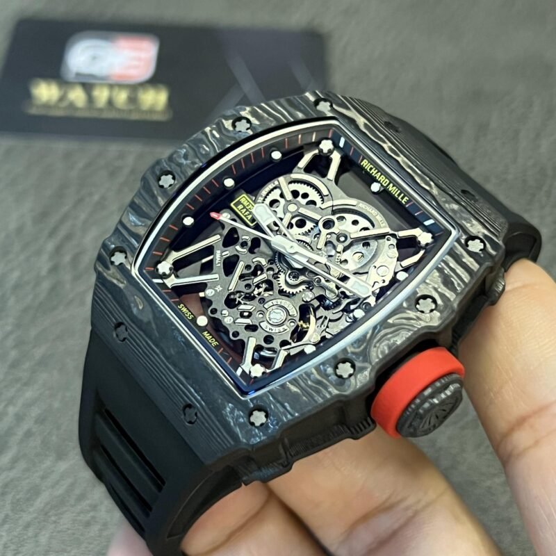 Richard Mille RM35-02 Black Carbon NTPT Automatic Skeleton dial  Black Rubber Strap Super Clone