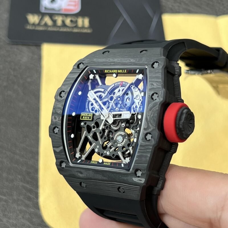 Richard Mille RM35-02 Black Carbon NTPT Automatic Skeleton dial  Black Rubber Strap Super Clone