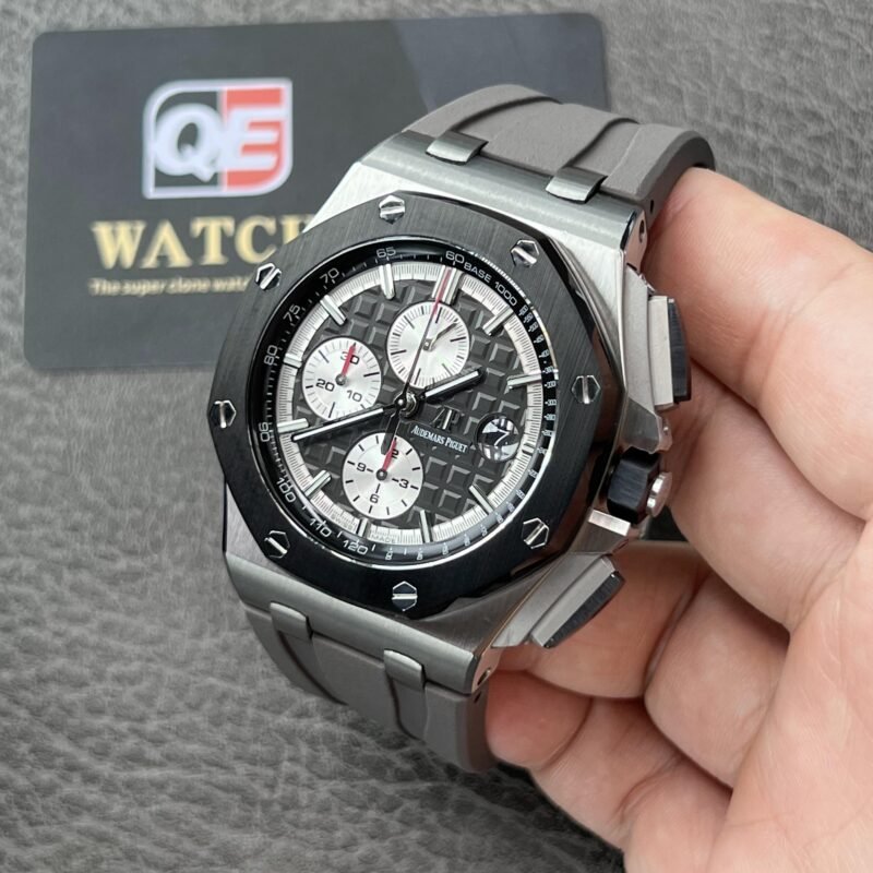 Royal Oak Offshore Chronograph Panda dial Ceramic Bezel on Black Rubber Strap 44mm Super Clone