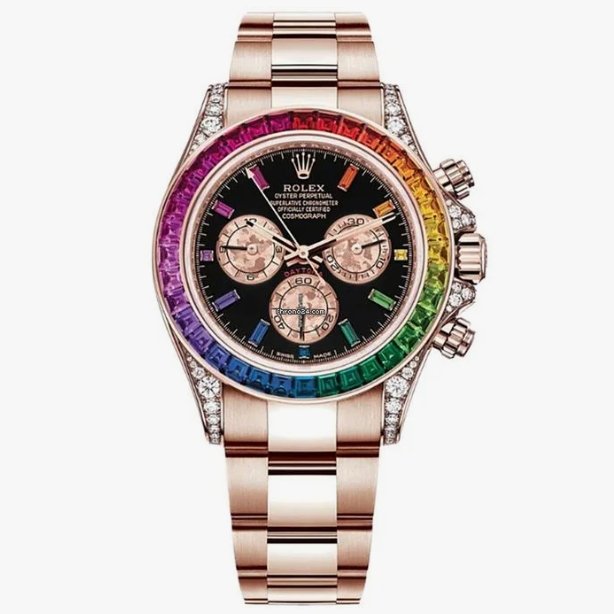 Rolex Daytona 116595RBOW Rainbow Black Dial Rose Gold Super Clone