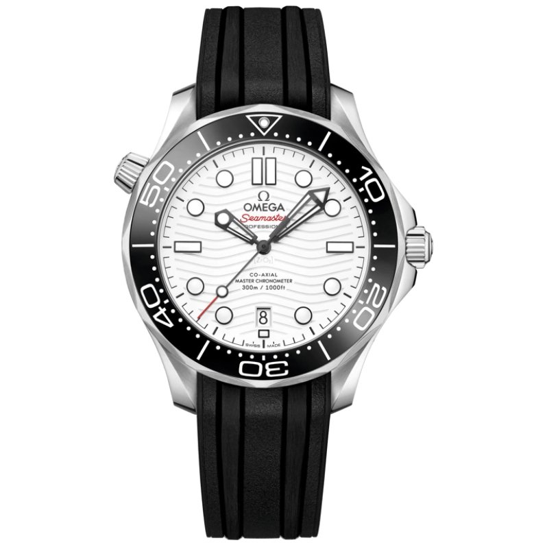 Omega Seamaster Diver 300M White Ceramic Bezel White Ceramic Dial on Rubber Strap 42mm Super Clone