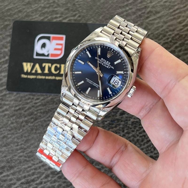 Rolex Datejust 36mm Stainless Steel on Jubilee with Blue Dial and Smooth Bezel Super clone