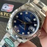 Rolex Datejust 41mm Stainless Steel on Oyster with Diamond Blue Dial and Fluted Bezel Super Clone