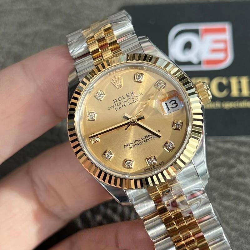 Women's Rolex Datejust 31mm Two Tone Yellow Gold on Jubilee with Gold Dial Super clone