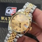 Women's Rolex Datejust 31mm Two Tone Yellow Gold on Jubilee with Gold Dial Super clone