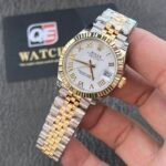 Women's Rolex Datejust 31mm Two Tone Yellow Gold on Jubilee with White Roman Dial Super clone