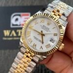 Women's Rolex Datejust 31mm Two Tone Yellow Gold on Jubilee with White Roman Dial Super clone