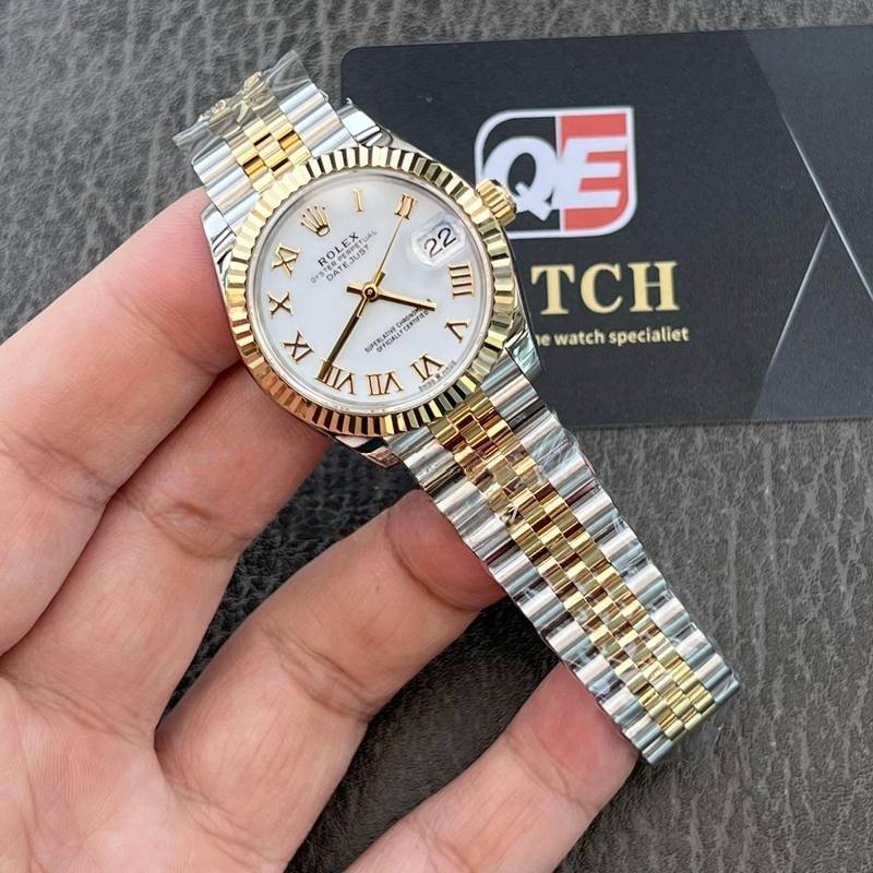 Women's Rolex Datejust 31mm Two Tone Yellow Gold on Jubilee with White Roman Dial Super clone