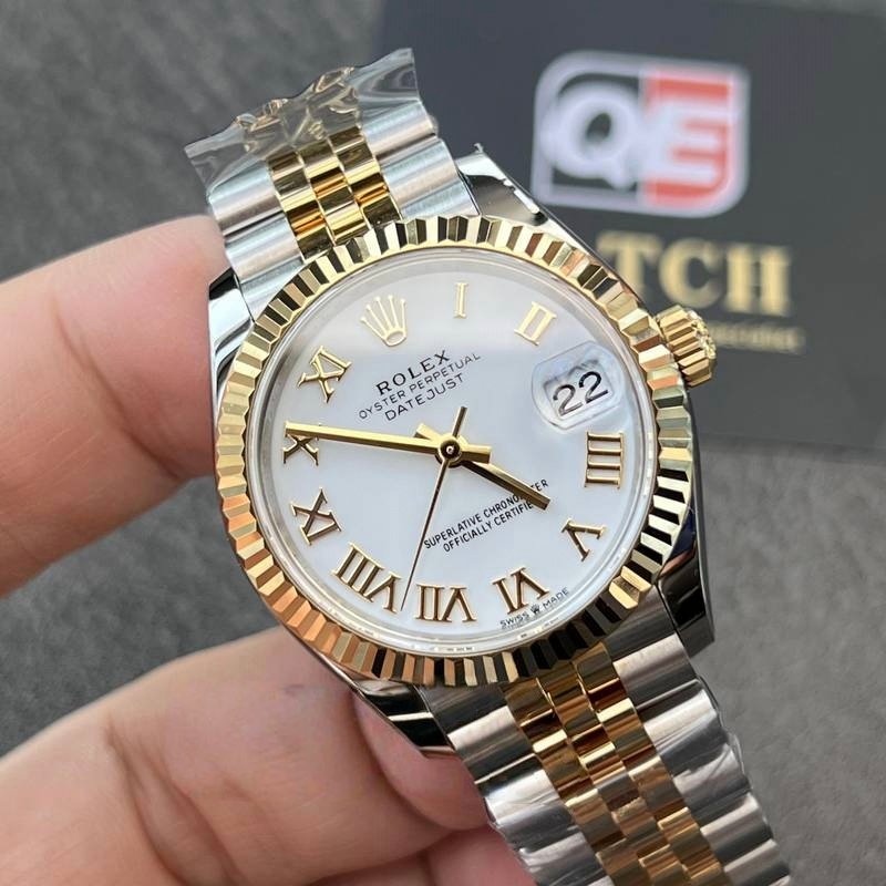 Women's Rolex Datejust 31mm Two Tone Yellow Gold on Jubilee with White Roman Dial Super clone