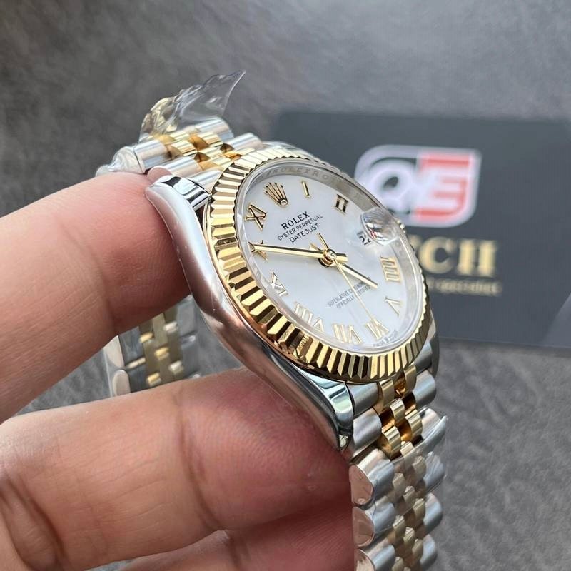 Women's Rolex Datejust 31mm Two Tone Yellow Gold on Jubilee with White Roman Dial Super clone