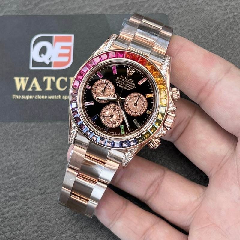 Rolex Daytona 116595RBOW Rainbow Black Dial Rose Gold Super Clone