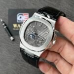 Patek Nautilus 5712G-001 Moonphase Power reserve with Gray Dial Leather strap(40mm) Super Clone