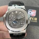 Patek Nautilus 5712G-001 Moonphase Power reserve with Gray Dial Leather strap(40mm) Super Clone