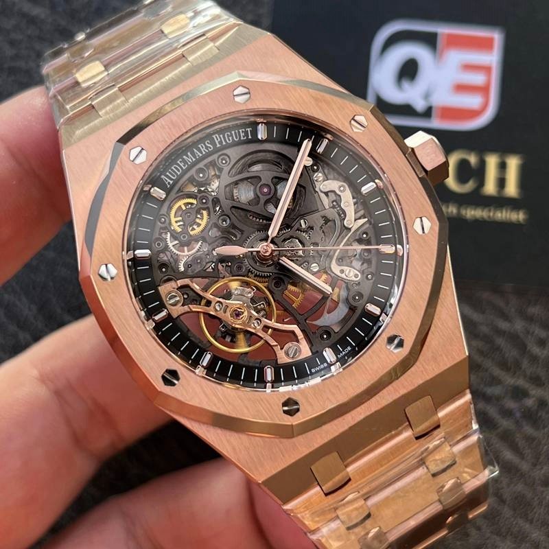 Audemars Piguet Royal Oak 15407OR.oo.1220OR.01 Skeleton Grey Openworked Dial 41Mm Rose gold Super Clone