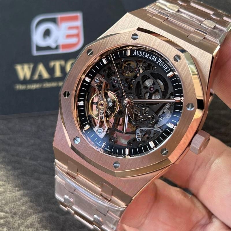 Audemars Piguet Royal Oak 15407OR.oo.1220OR.01 Skeleton Grey Openworked Dial 41Mm Rose gold Super Clone