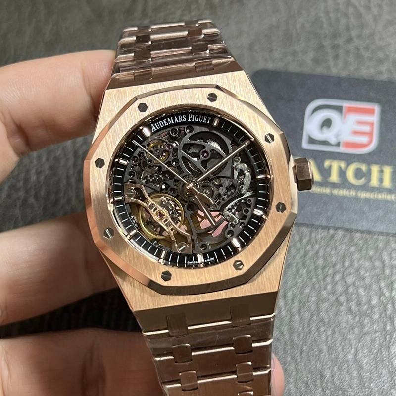 Audemars Piguet Royal Oak 15407OR.oo.1220OR.01 Skeleton Grey Openworked Dial 41Mm Rose gold Super Clone