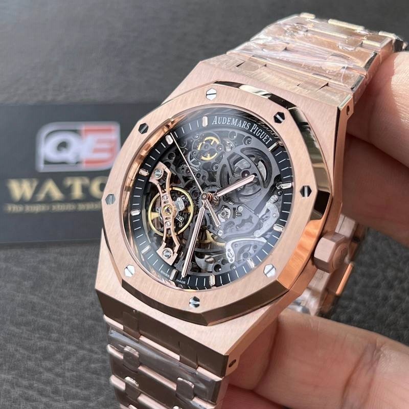 Audemars Piguet Royal Oak 15407OR.oo.1220OR.01 Skeleton Grey Openworked Dial 41Mm Rose gold Super Clone