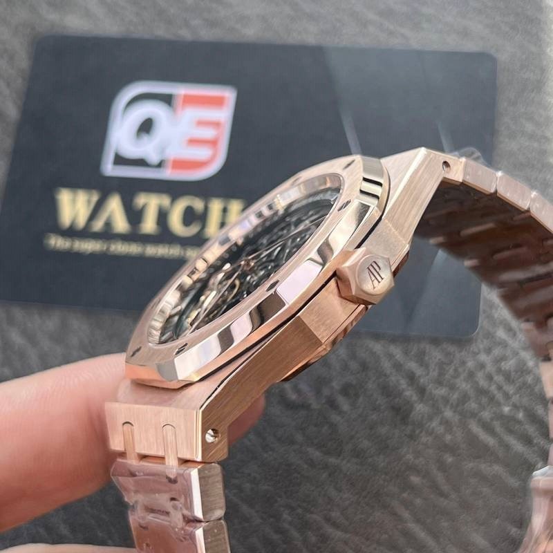 Audemars Piguet Royal Oak 15407OR.oo.1220OR.01 Skeleton Grey Openworked Dial 41Mm Rose gold Super Clone