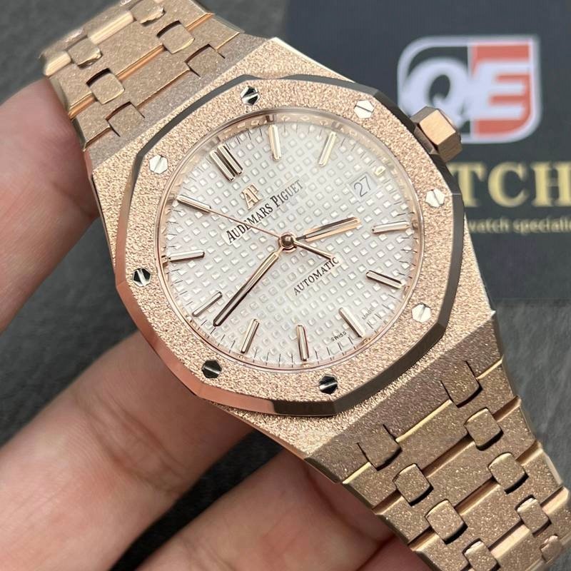 Audemars Piguet Royal Oak 15454OR.GG.1259OR.01 Frosted Gold White Dial (37mm) Super Clone