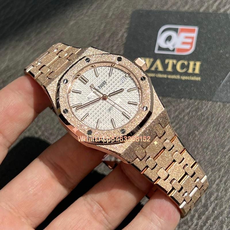 Audemars Piguet Royal Oak 15454OR.GG.1259OR.01 Frosted Gold White Dial (37mm) Super Clone