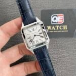 Cartier Santos Dumont WSSA0022 Quartz Movement Steel Silver Dial Blue Strap Super Clone