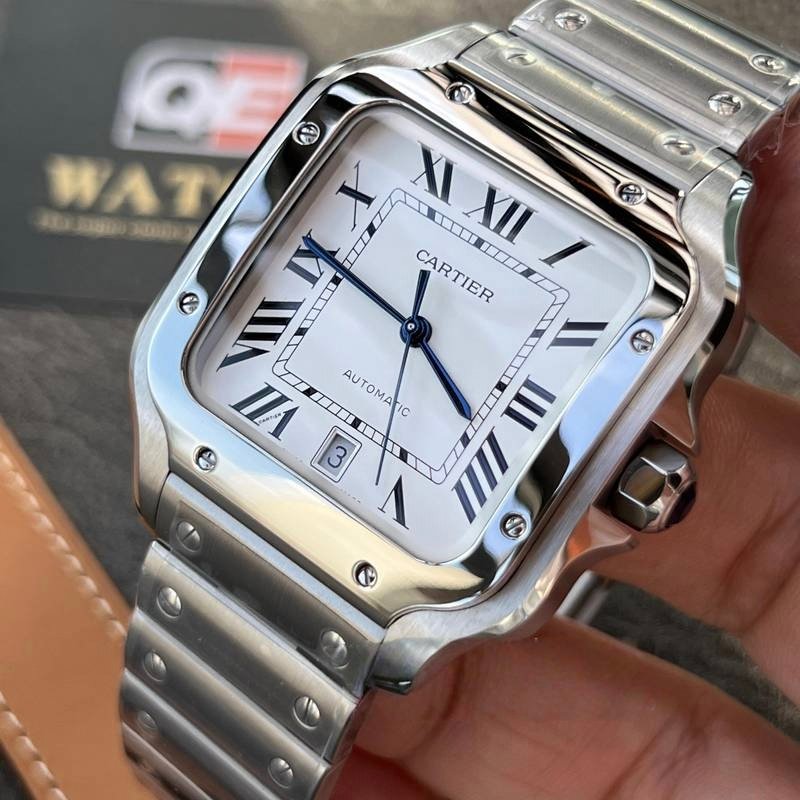 Cartier Santos Large Stainless Steel with White Dial (40mm) Super Clone